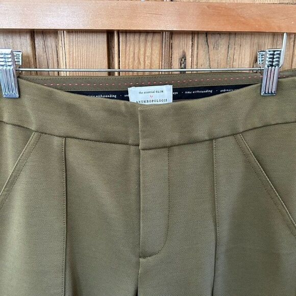 The Essential Slim by Anthropologie 4 Olive Green Cargo Pants Slacks - Picture 3 of 11